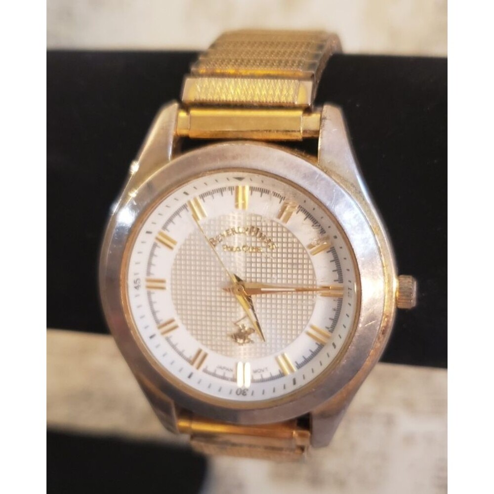 Neutral, Elegant  Preowned Beverly Hills Polo Club Gold Tone Watch Stretch Band - Picture 2 of 6